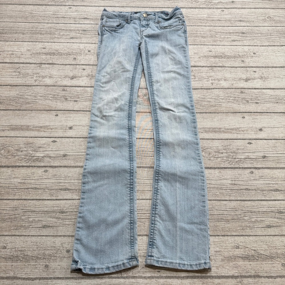 Bongo New York Jeans Women's 0 Blue Light Wash Bootcut Low Rise Stretch Denim